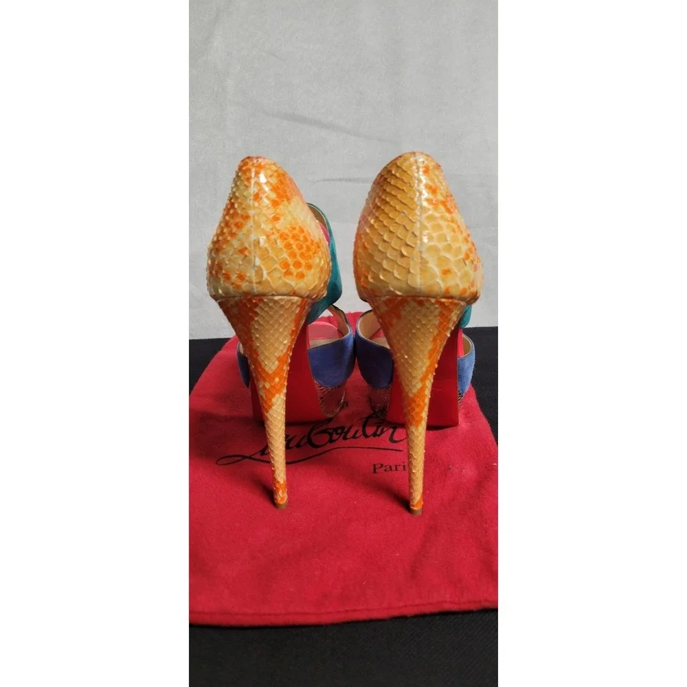 Multicolored Christian Louboutin  Pitou Python And Suede Platform Sandals Sz 39